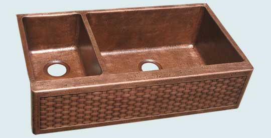 Handcrafted-Copper-Kitchen Sinks-Standard Weave, Reverse Hammered Bowls