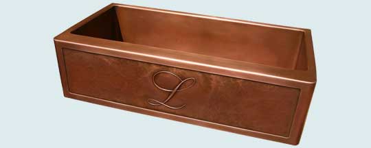 Handcrafted-Copper-Kitchen Sinks-Smooth Single With L Initial 