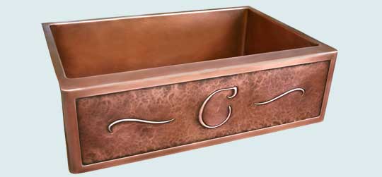 Handcrafted-Copper-Kitchen Sinks-C Initial and Scrolls 