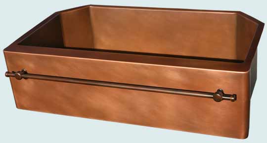 Handcrafted-Copper-Kitchen Sinks-2 Angled Corners & Towel Bar