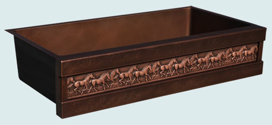 Handcrafted-Copper-Kitchen Sinks-Running Horses & Dark Patina