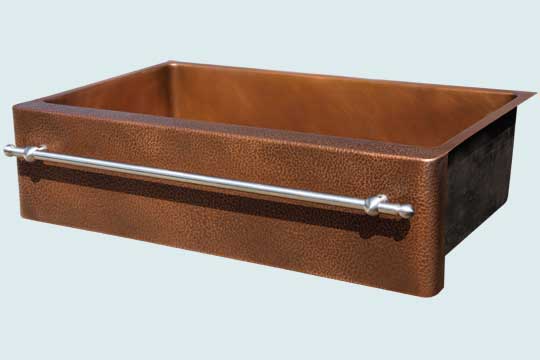 Handcrafted-Copper-Kitchen Sinks-Random Hammered Apron & Stainless Towel Bar