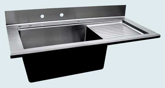 Handcrafted-Stainless-Kitchen Sinks-Flush Mount W/ Splash,Drainboard, & Cuttingboard Track