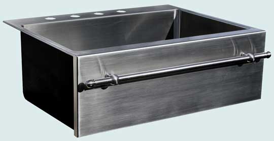 Handcrafted-Stainless-Kitchen Sinks-Single Drop-In With Towel Bar