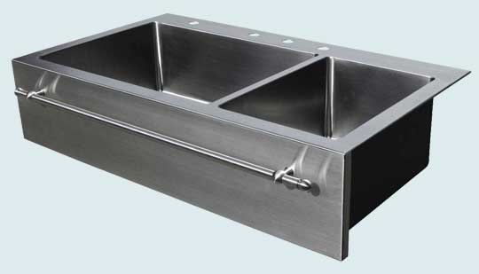 Handcrafted-Stainless-Kitchen Sinks-Double Drop-In With Towel Bar