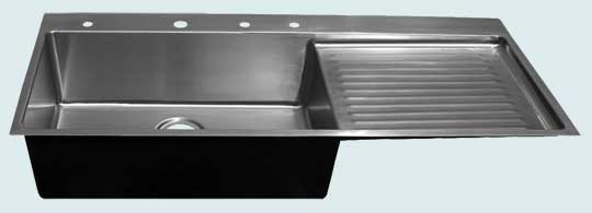 Handcrafted-Stainless-Kitchen Sinks-Ribbed Drainboard On Drop-In