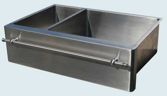Handcrafted-Stainless-Kitchen Sinks-Classic Double With Towel Bar