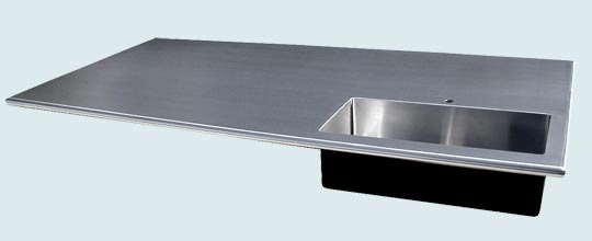 Handcrafted-Stainless-Countertops-Corner Sink with Bullnose Edges 