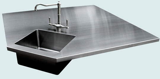 Handcrafted-Stainless-Countertops-5-Sides with Integral Bar Sink