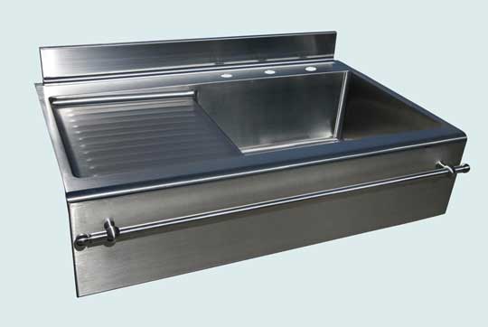 Handcrafted-Stainless-Kitchen Sinks-Kitchen Center W/ Splash, Drainboard, Towel Bar