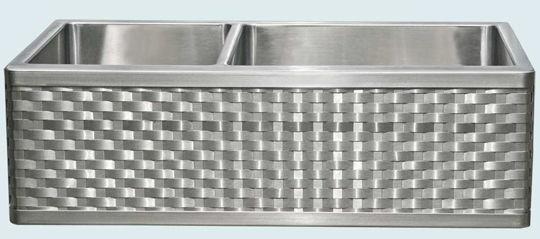 Handcrafted-Stainless-Kitchen Sinks-Custom Undermount Stainless Farm Sink with Radius End Woven Apron