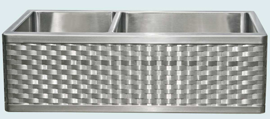 custom 2-compartment farm sink, stainless weave apron insert, custom under mount farm sink # 3727