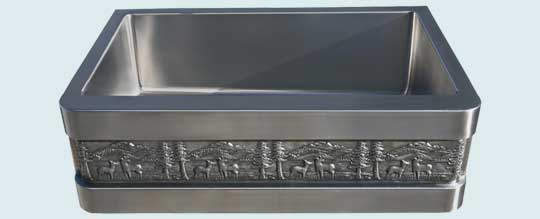 Handcrafted-Stainless-Kitchen Sinks-Embossed Forest Design