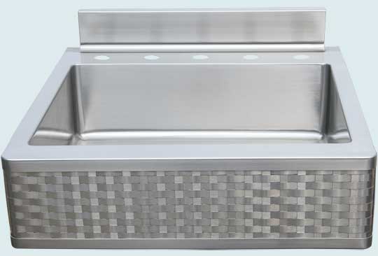Custom stainless sink, sink with backsplash, woven stainless apron # 4660