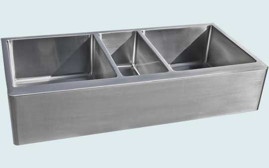 Handcrafted-Stainless-Kitchen Sinks-Long Triple Bowl