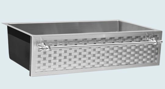 Custom farm sink, woven stainless apron, stainless steel towel bar # 5304