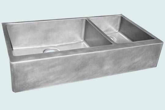 Handcrafted-Zinc-Kitchen Sinks-Classic Double In Smooth Zinc