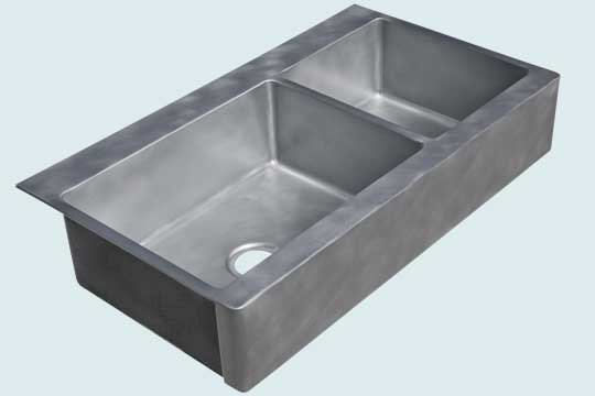 Handcrafted-Zinc-Kitchen Sinks-Drop-In With Apron - All Smooth Zinc