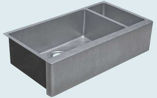 Handcrafted-Zinc-Kitchen Sinks-Smooth Double With Random Hammered Apron