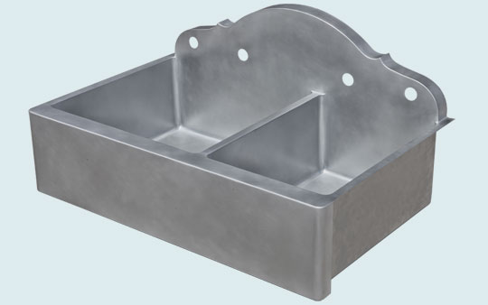 Handcrafted-Zinc-Kitchen Sinks-Scroll Backsplash & Double Sink